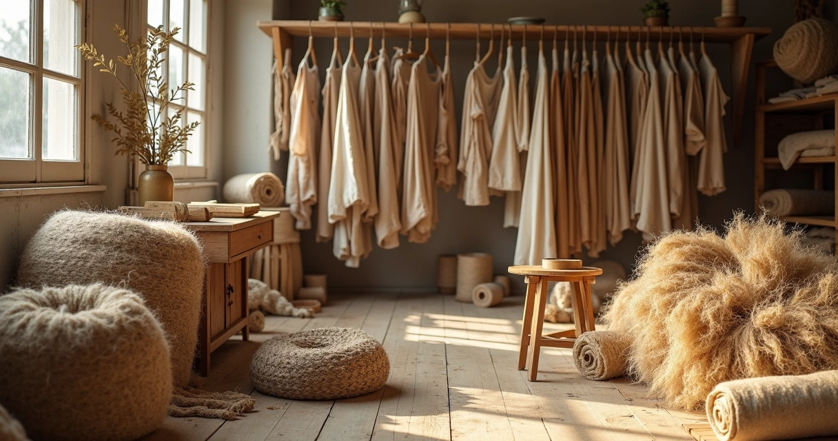 Rolos de fibras de cânhamo e tecidos naturais 