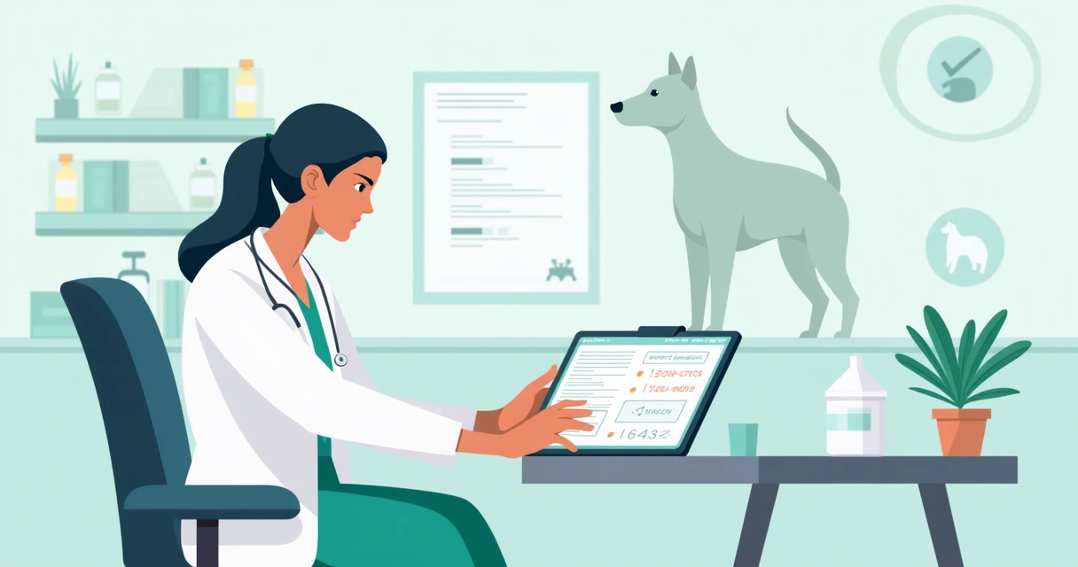 Profissional veterinário preenchendo ficha anestésica digital em tablet 