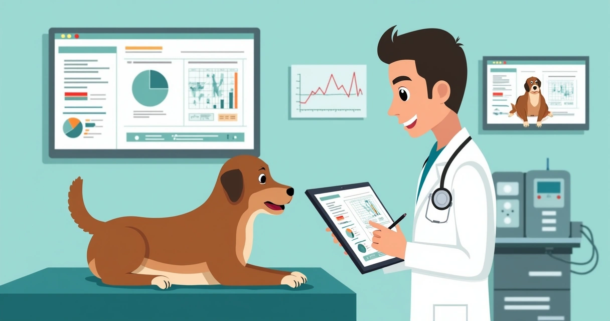 Veterinário anotando procedimentos anestésicos em ficha digital 