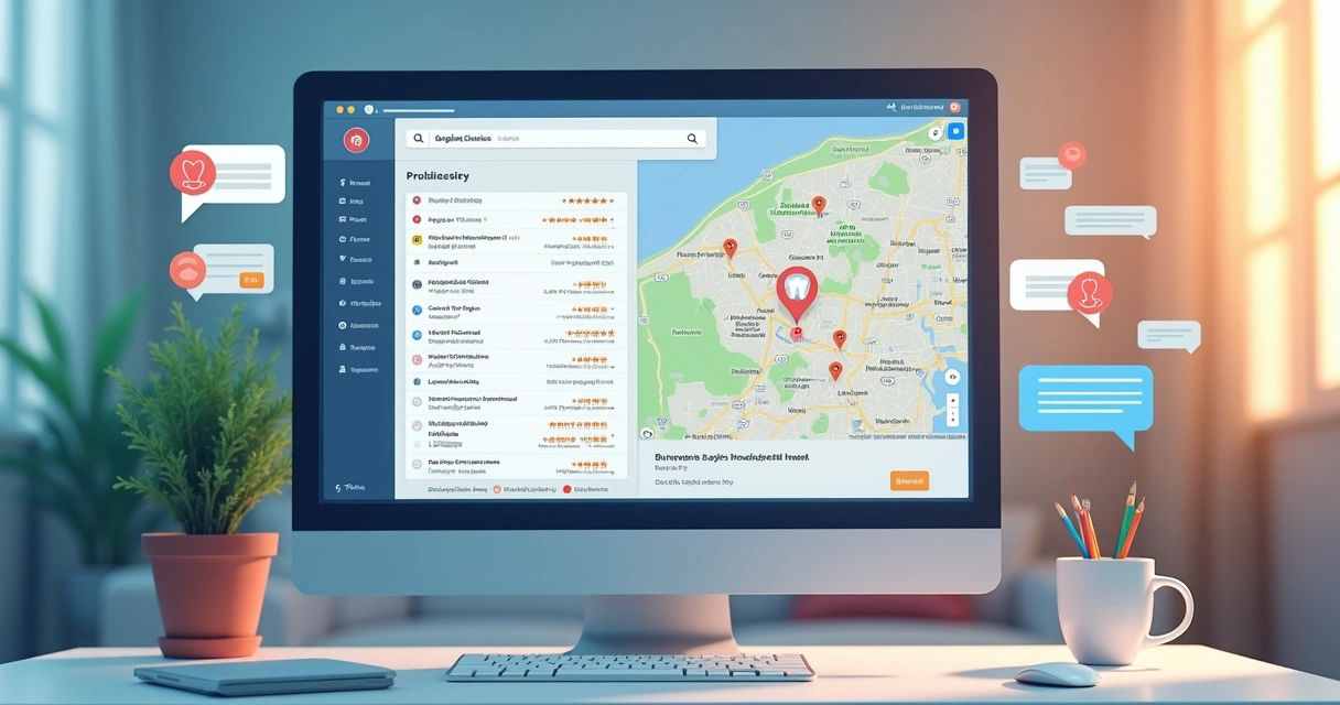 Perfil de clínica odontológica em destaque no Google Maps com avaliações positivas 