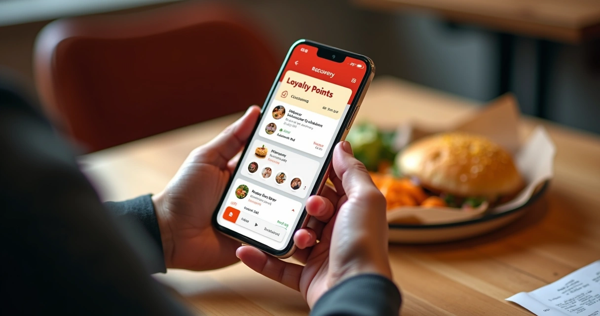 Cliente usando app de delivery com programa de fidelidade 