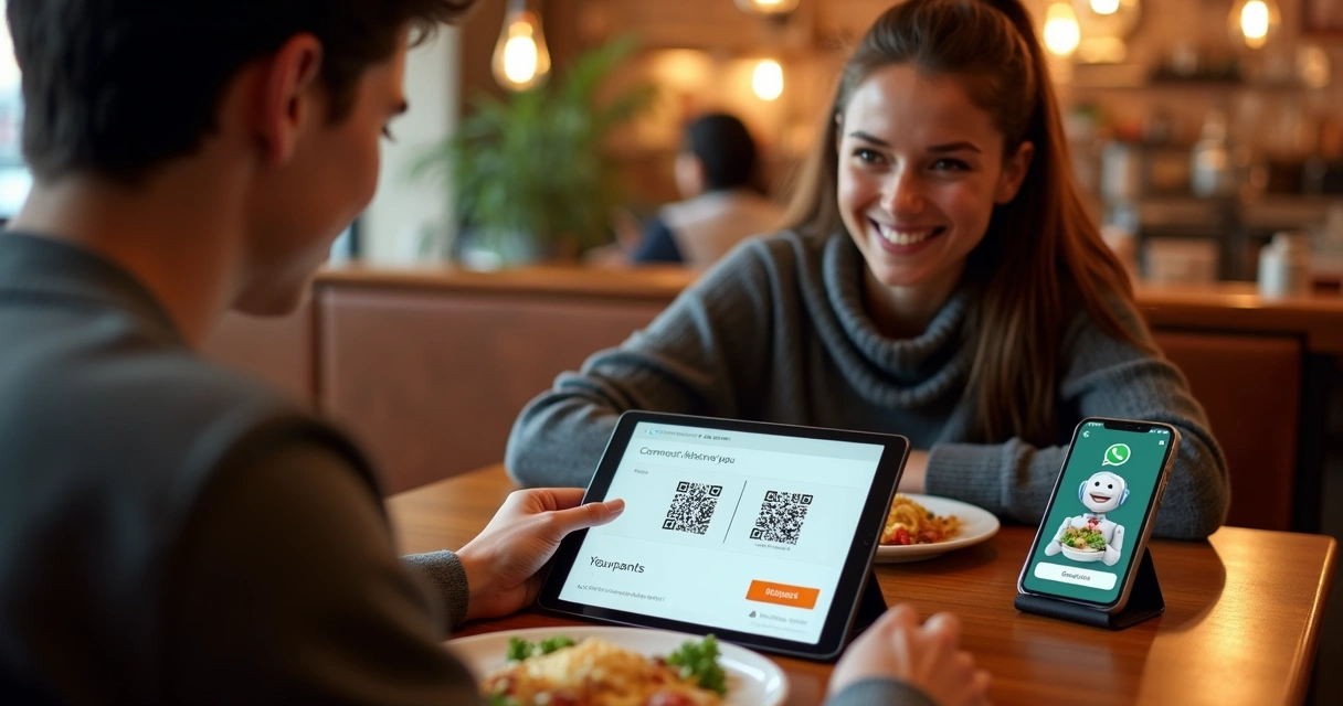 Cliente recebendo pontos de fidelidade em restaurante