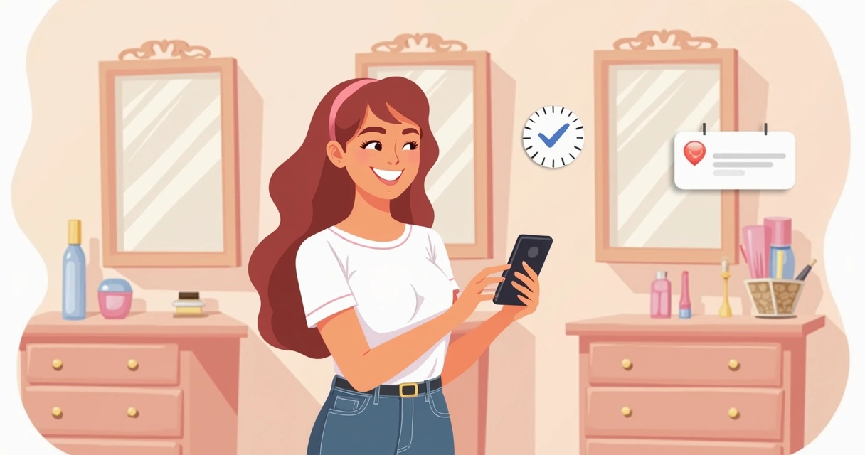 Cliente feliz recebendo mensagem de fidelização do salão 