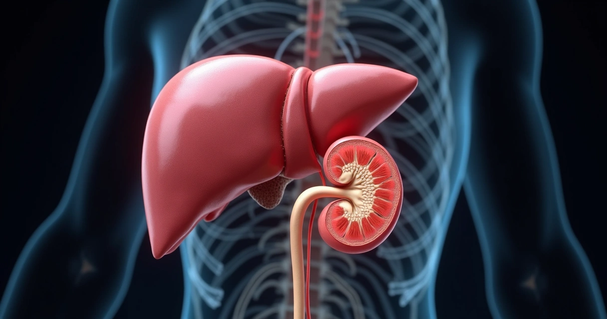 Ultrassom abdominal mostrando fígado saudável, vesícula e rim direito