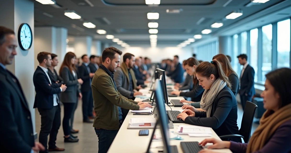 Fila de pessoas esperando atendimento ao cliente 