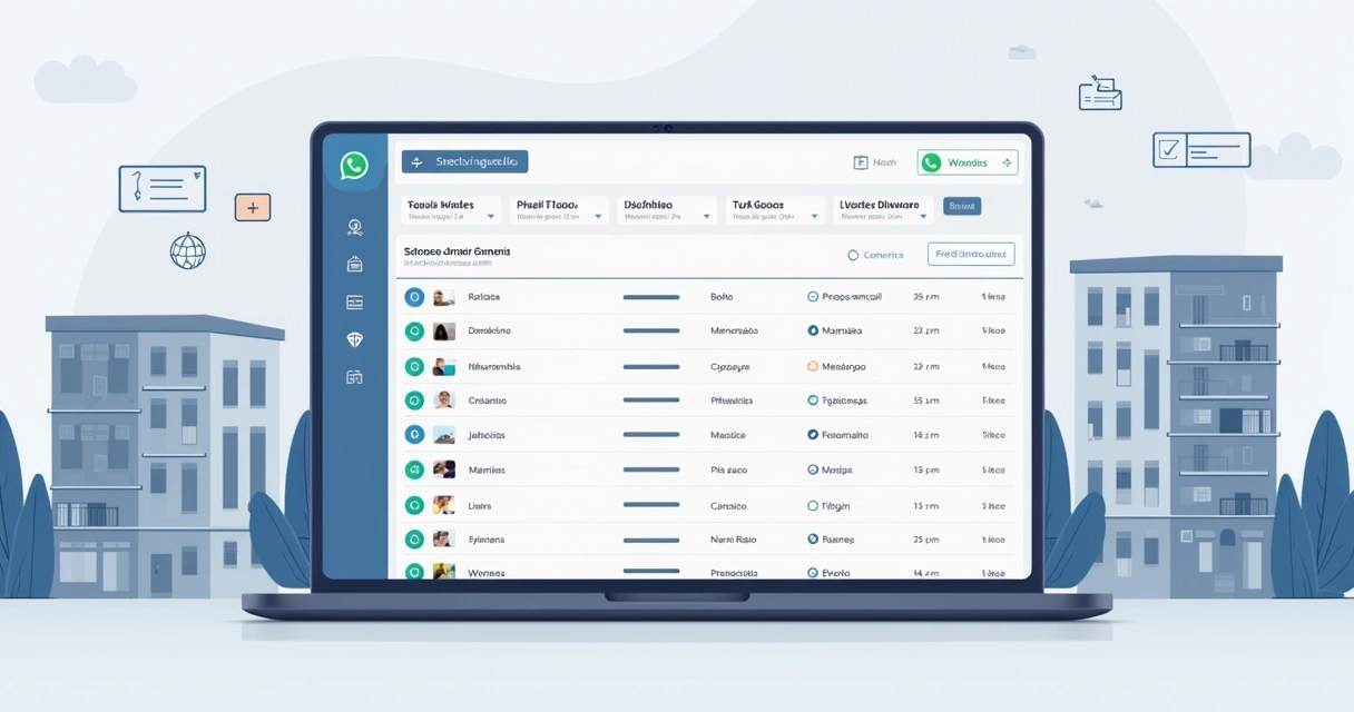 Fila digital mostrando tickets de atendimento via WhatsApp para imobiliária 