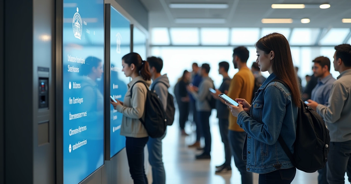 Fila digital de pessoas aguardando atendimento em portal público online. 