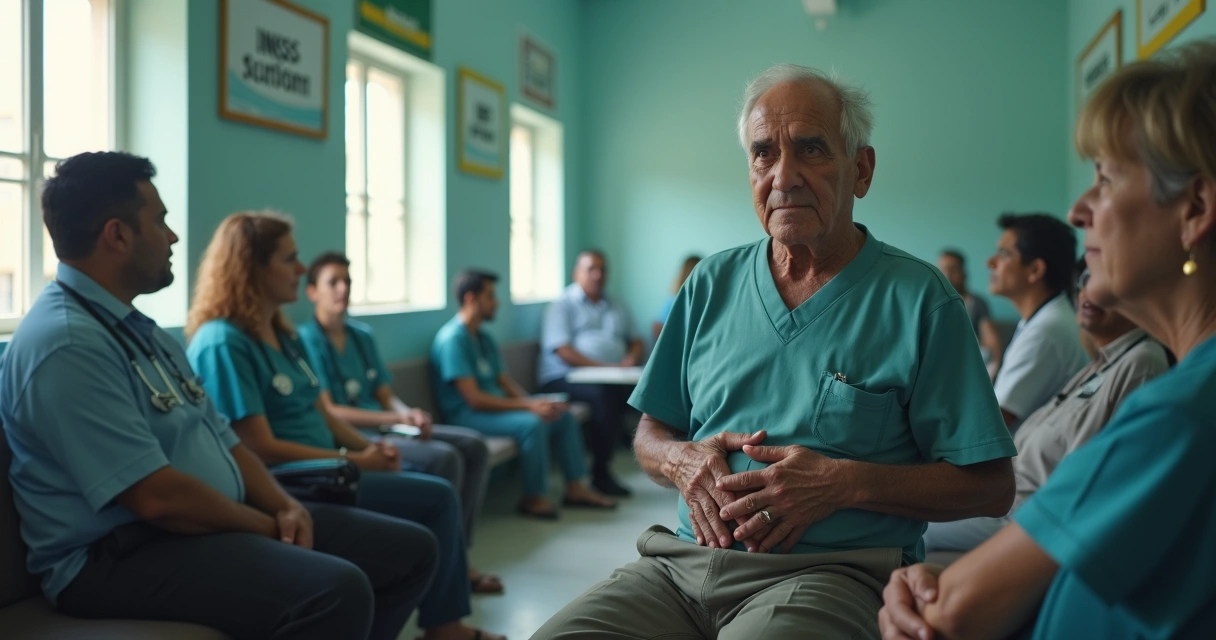 Fila para consulta médica no INSS por hérnia inguinal