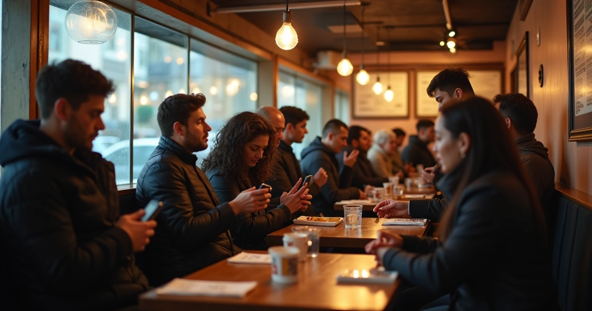 Filas em restaurante com clientes entediados esperando atendimento