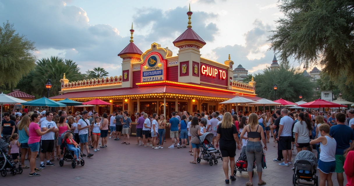 Fila à frente de restaurante em parque de Orlando 