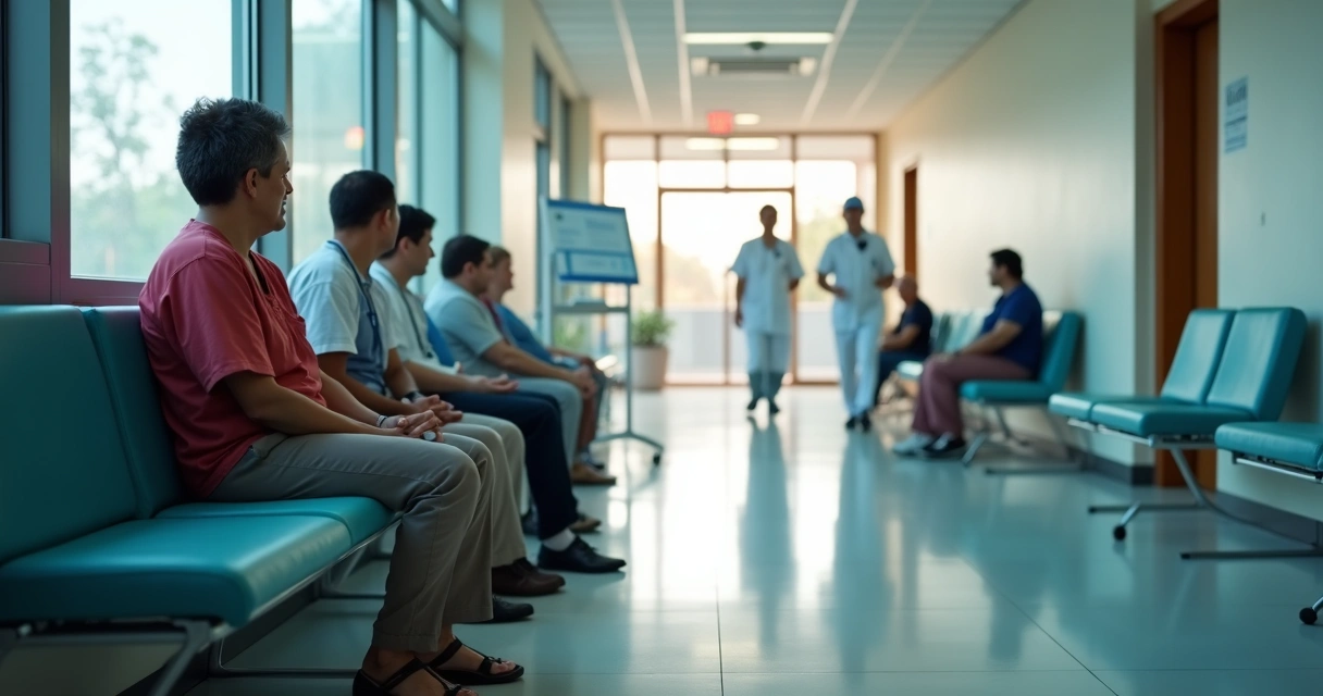 Pacientes aguardando em corredor de hospital para transplante no Brasil 