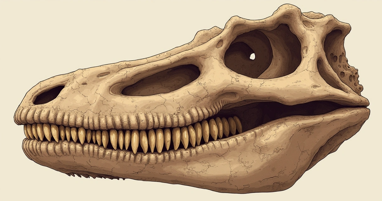 Fileiras de dentes fossilizados de animal vegetariano 