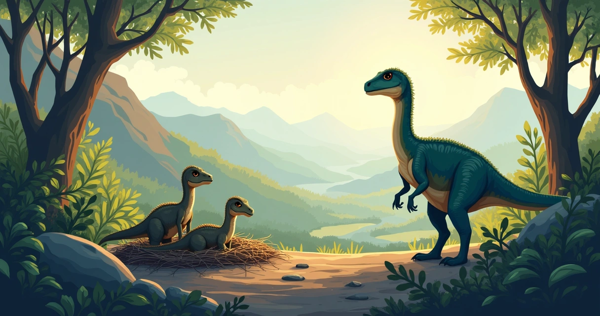 Filhotes de dinossauros camuflados em ninho 