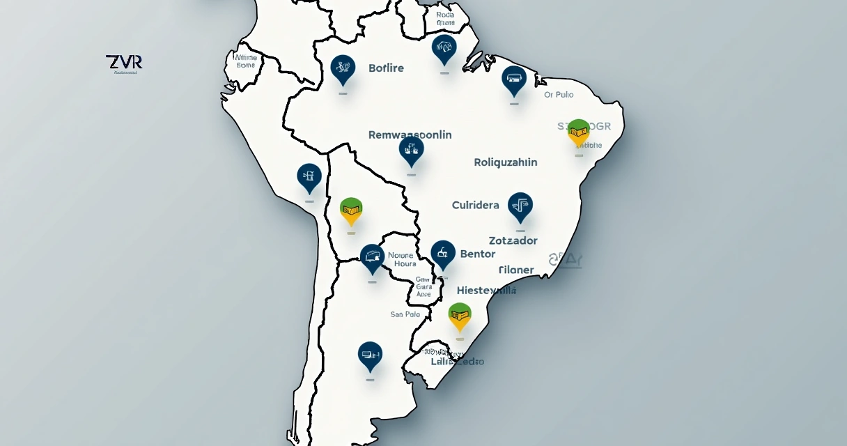 Mapa do Brasil destacando capitais com ícones de centros de distribuição 