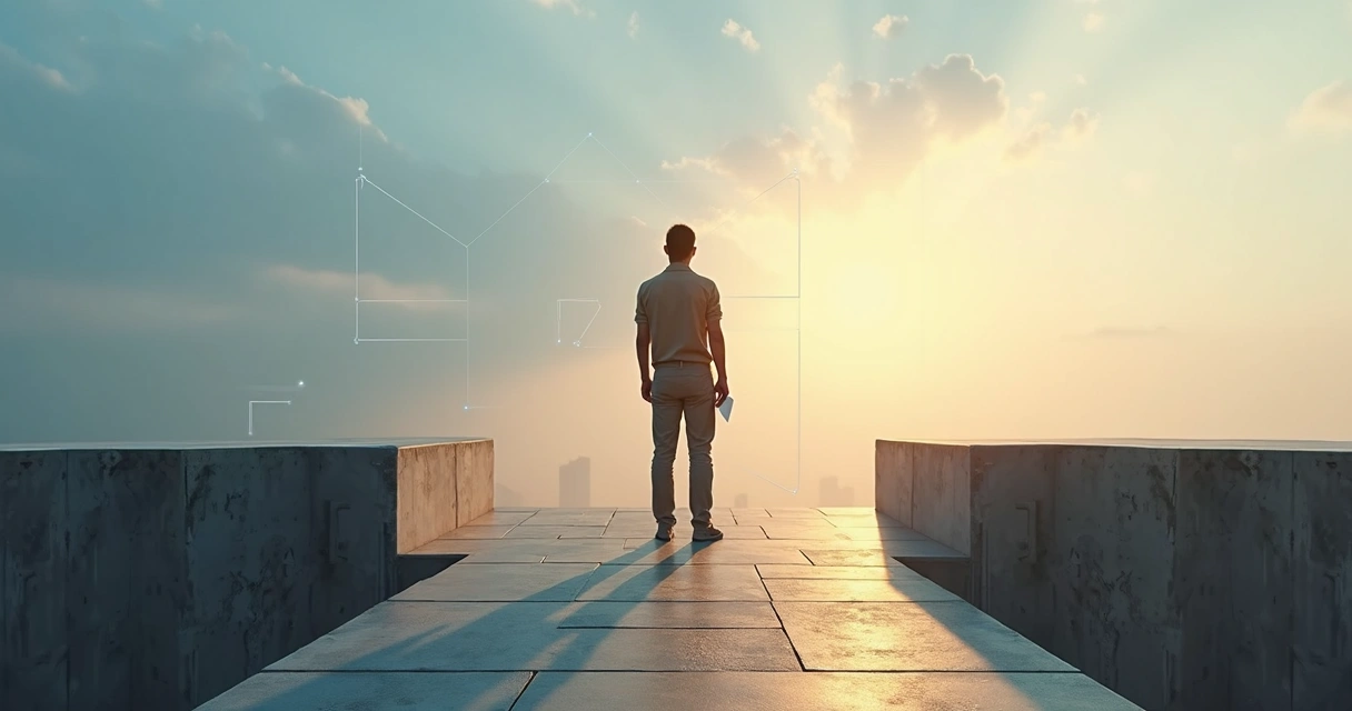 Pessoa em pé em cruzamento simbólico avaliando caminhos éticos opostos 