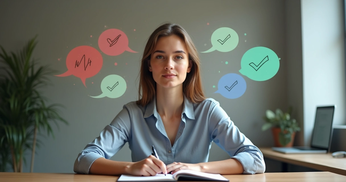 Pessoa calma filtrando críticas ao redor mantendo postura confiante 