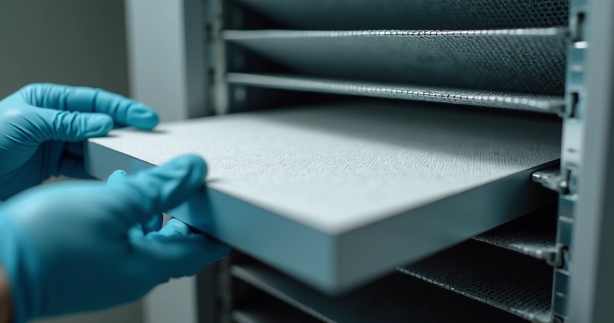 Filtro de ar de sistema AVAC em detalhe 