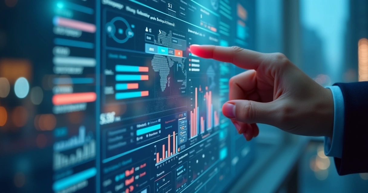 Filtro virtual segmentando empresas B2B por setores em tela digital 