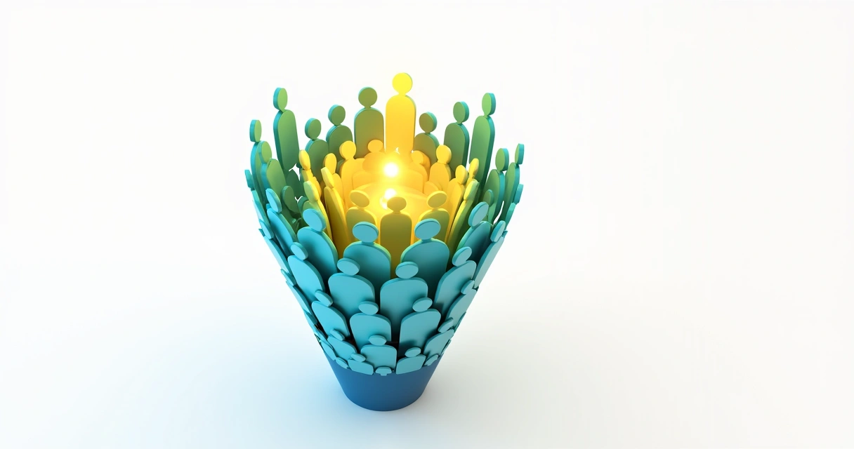 Funil de vendas mostrando diferentes graus de interesse de leads 