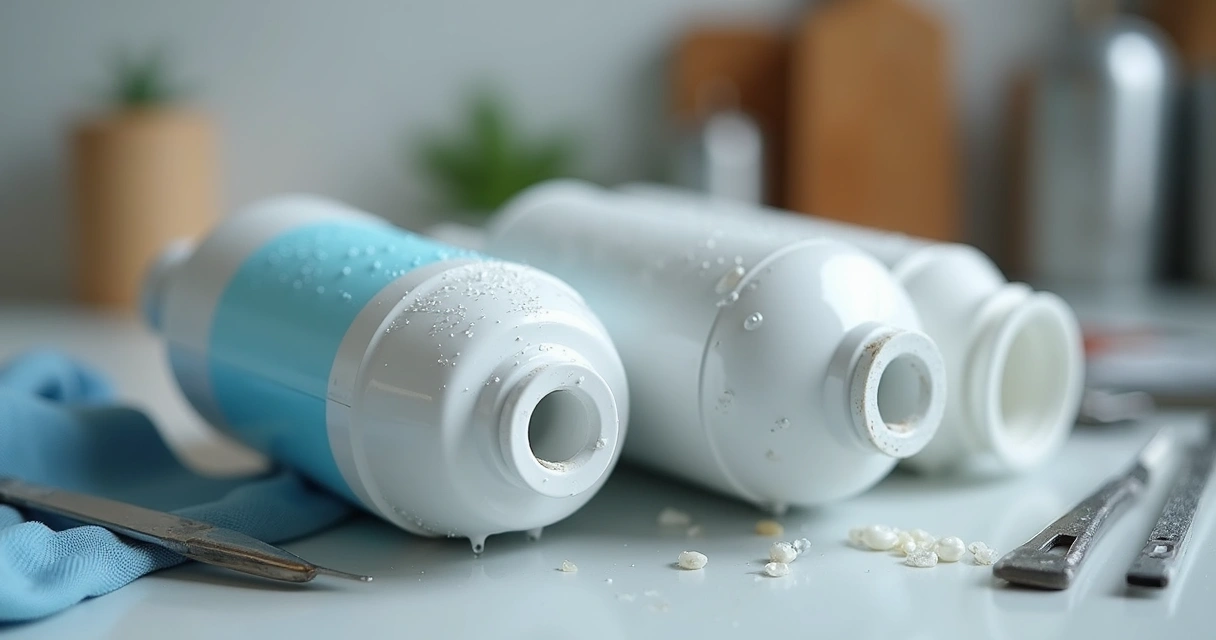 Filtro de água de geladeira LG desmontado em bancada 