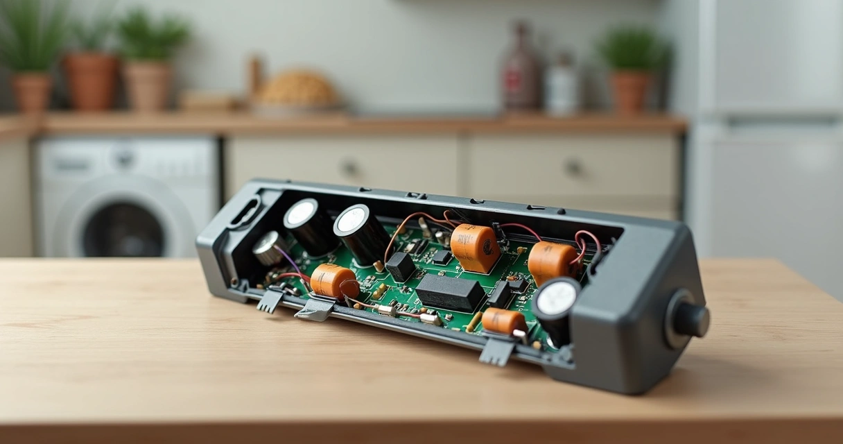 Componentes internos de um filtro de linha 