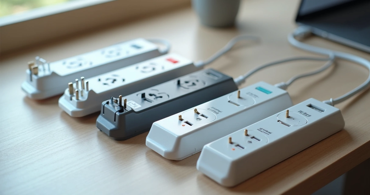 Filtros de linha de diferentes tamanhos e estilos alinhados em uma mesa 