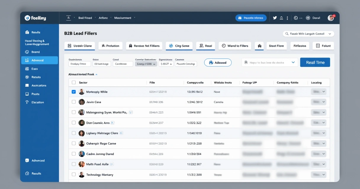 Filtros avançados para prospecção B2B em tela de sistema 
