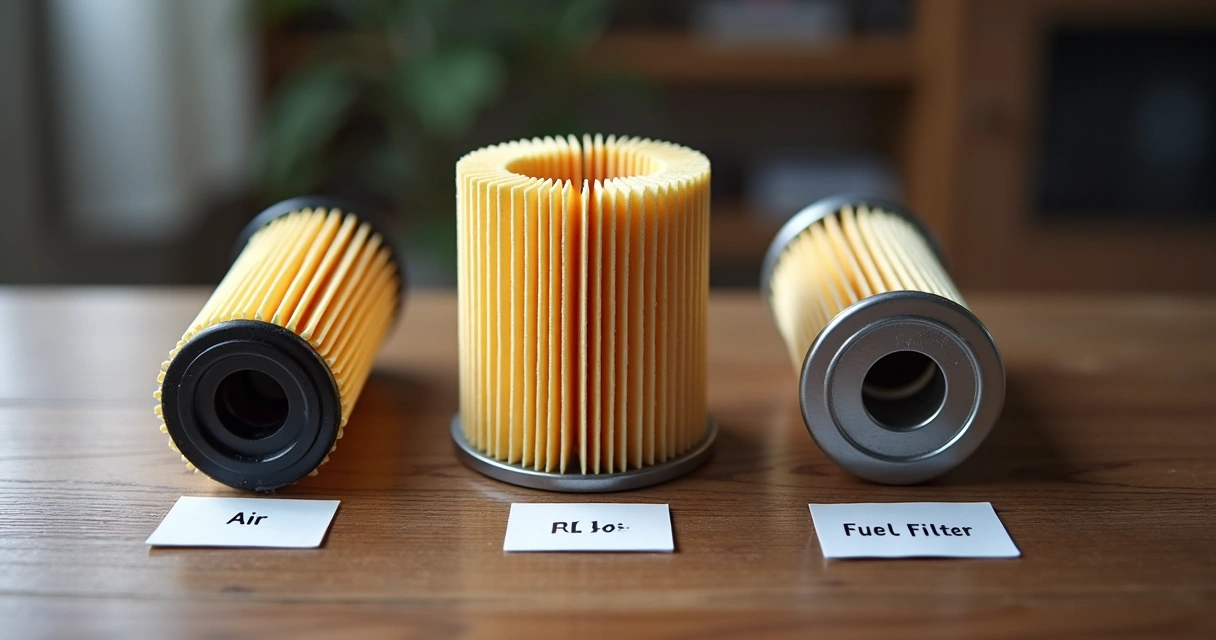 Filtros de ar, óleo e combustível lado a lado 