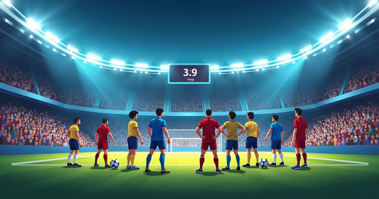 Dois times de futebol disputando uma final, com destaque para o time menos favorito 