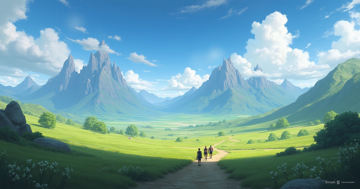 Cenário aberto de Final Fantasy VII com montanhas ao fundo 