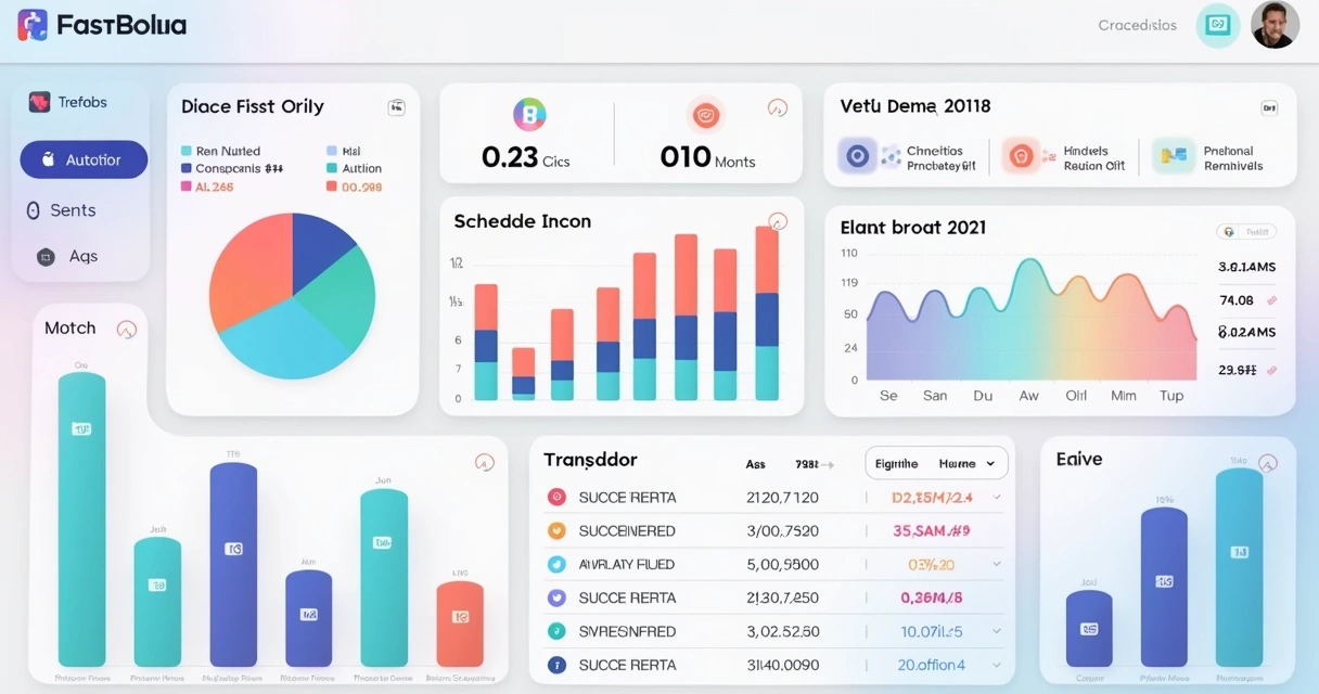 Gráfico colorido e lista de movimentações financeiras de aluguel digitalizadas 