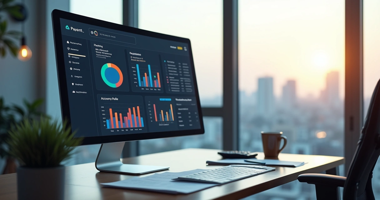 Dashboard financeiro moderno mostrando contas a pagar e receber