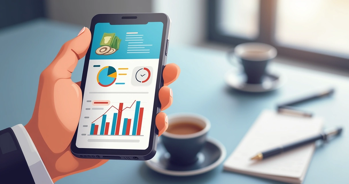Mobile financial dashboard app displaying investments and goals