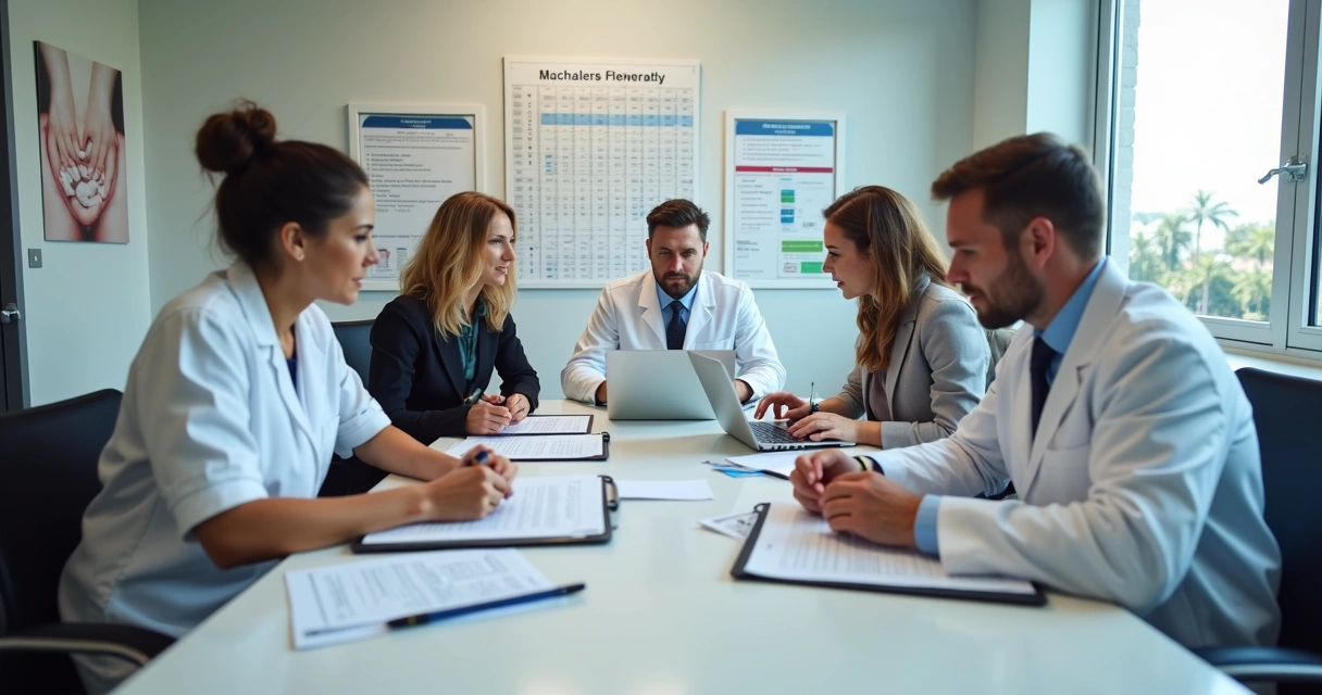 Financial team in dental clinic analyzing payroll and taxes 