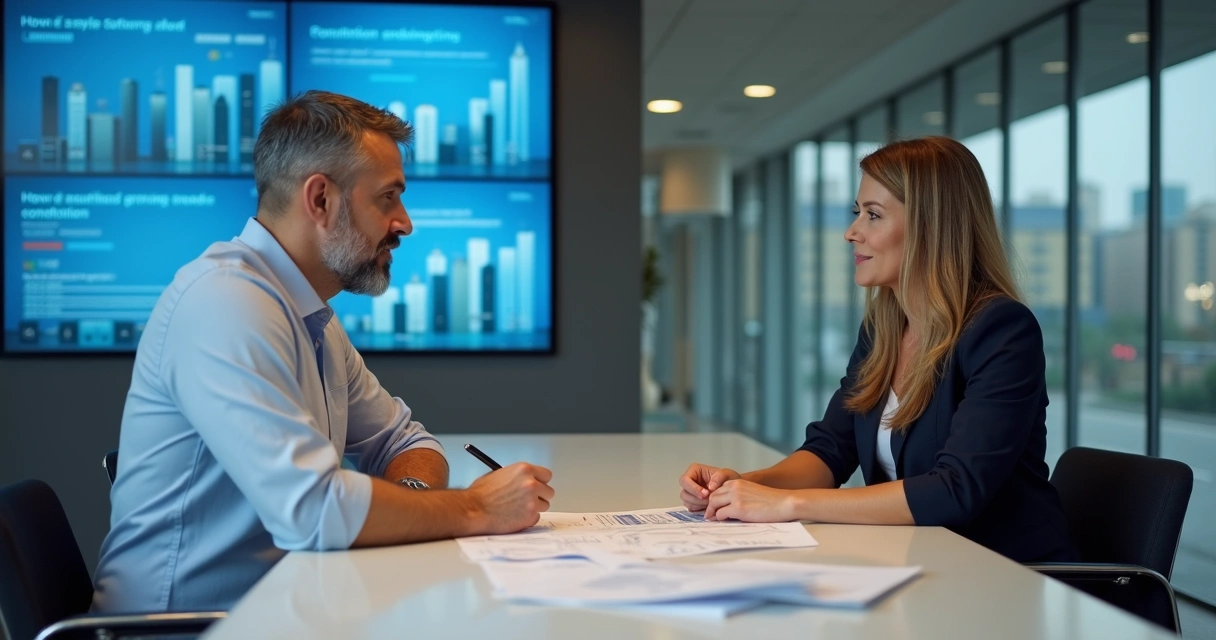 Pessoa analisando opções de financiamento em agência bancária 