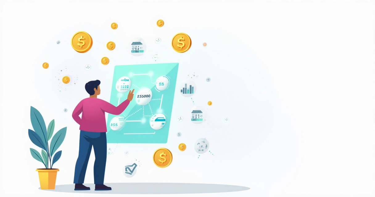 Ilustração de fintech e plataforma digital de crédito 