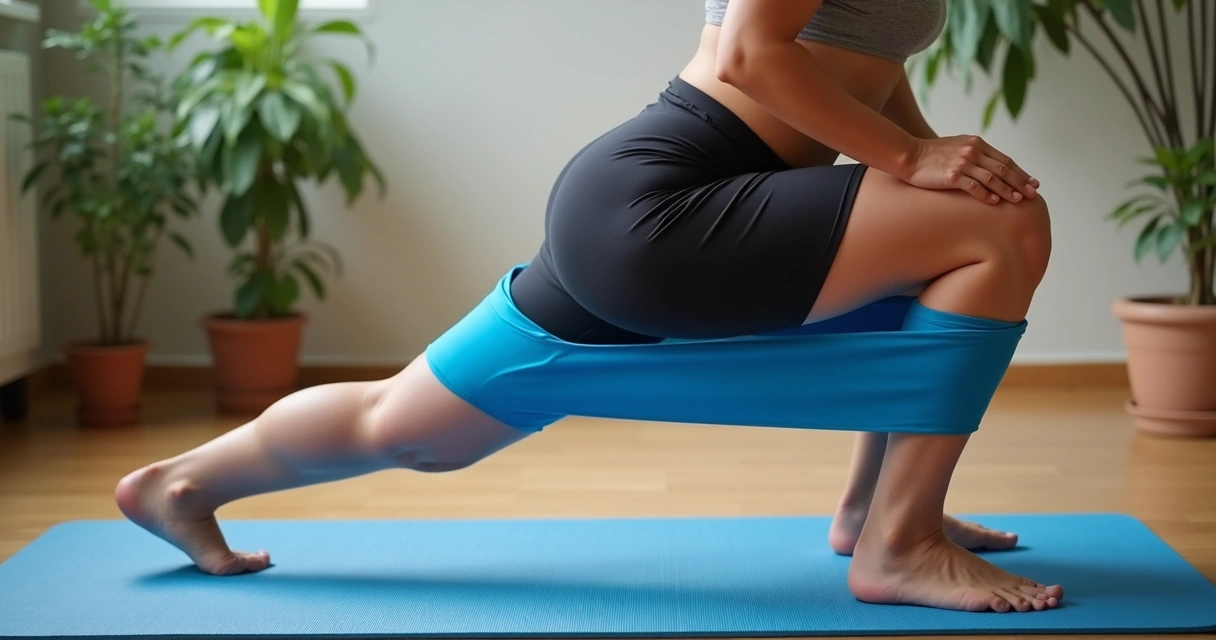 Pessoa em quatro apoios executando fire hydrant com faixa elástica