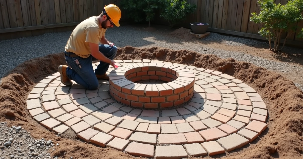 Foundation preparation for paver fire pit installation 