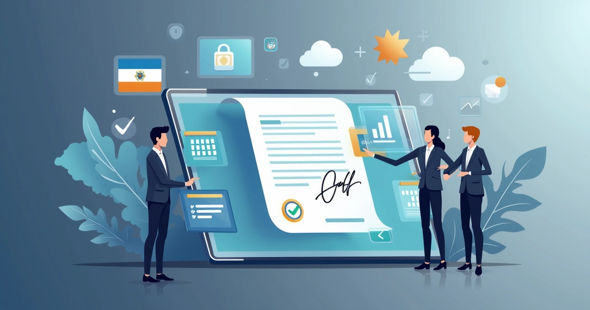 Tablero digital de auditoría laboral con firma electrónica destacada 