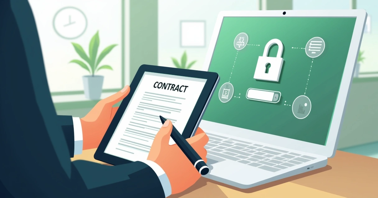 Firma electrónica y pantalla de seguridad para acceso a documentos digitales 