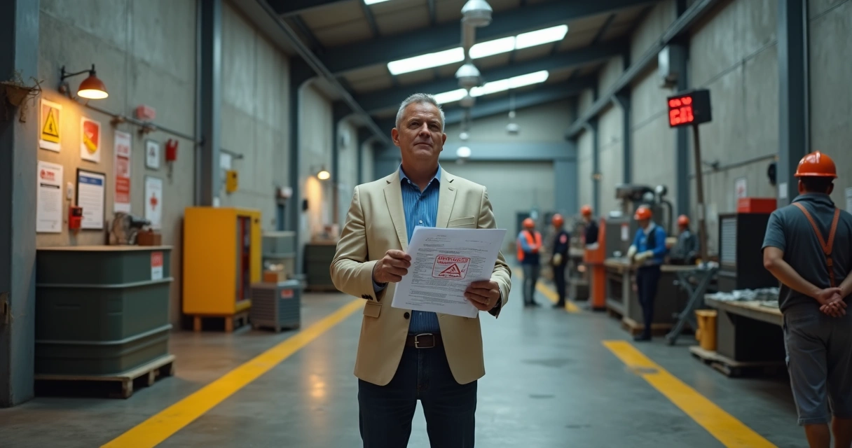 Fiscal trabalhista inspeciona área industrial com riscos de insalubridade 
