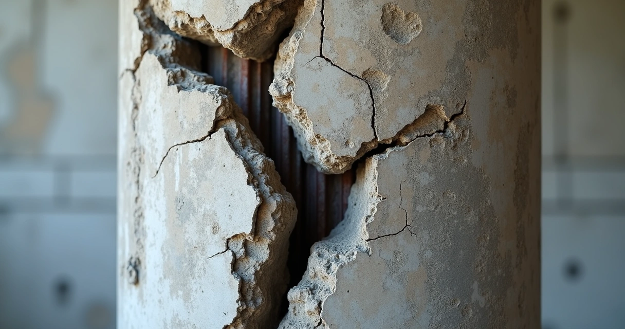 Fissura profunda em estrutura de concreto 