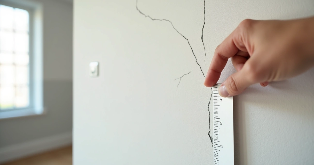 Fissura superficial em parede de alvenaria 