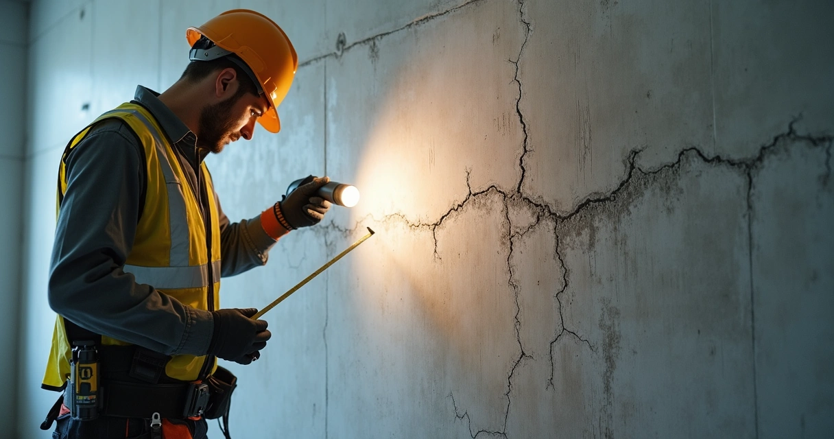 Fissuras horizontais em parede de concreto 