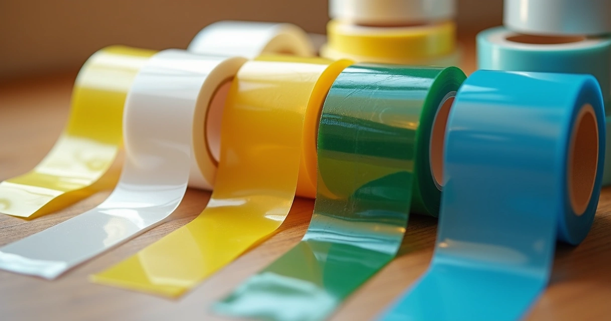 Diversas fitas rotuladoras coloridas lado a lado 