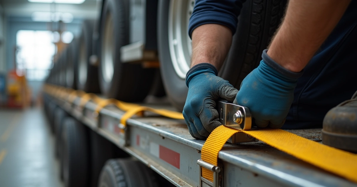Fixação de carga pesada na carreta 