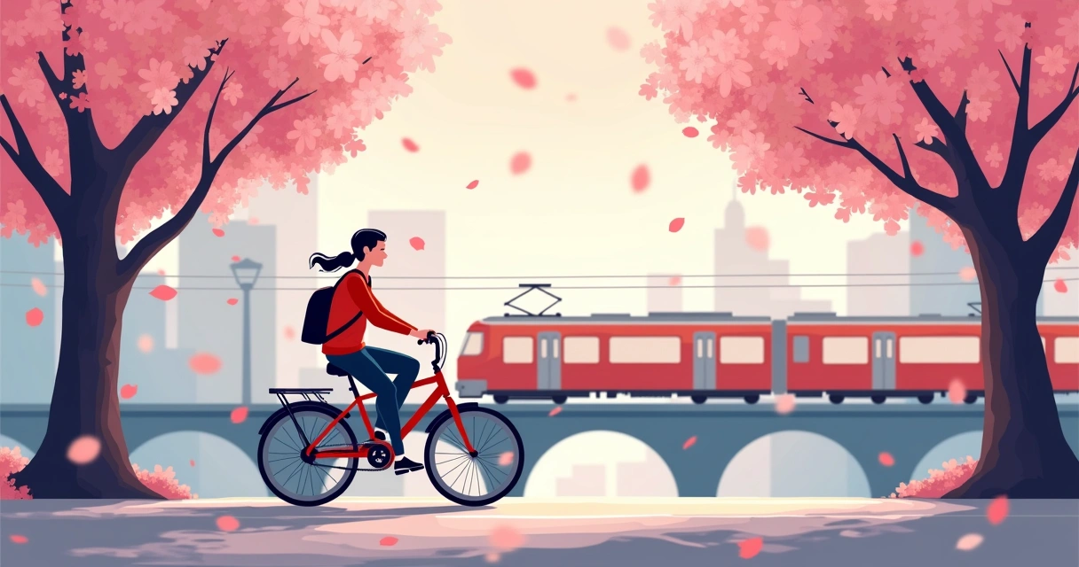 Pedalando sob cerejeiras floridas 