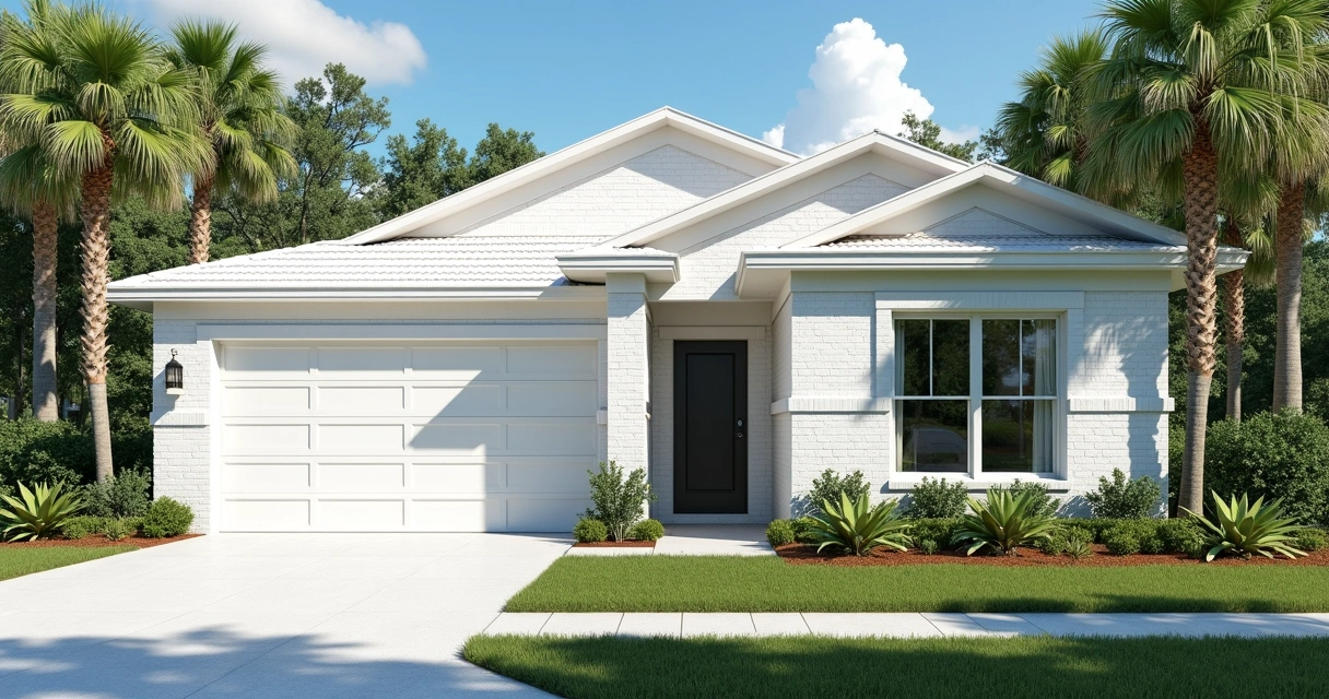 Semi-gloss painted brick exterior reflecting sunlight in Florida 