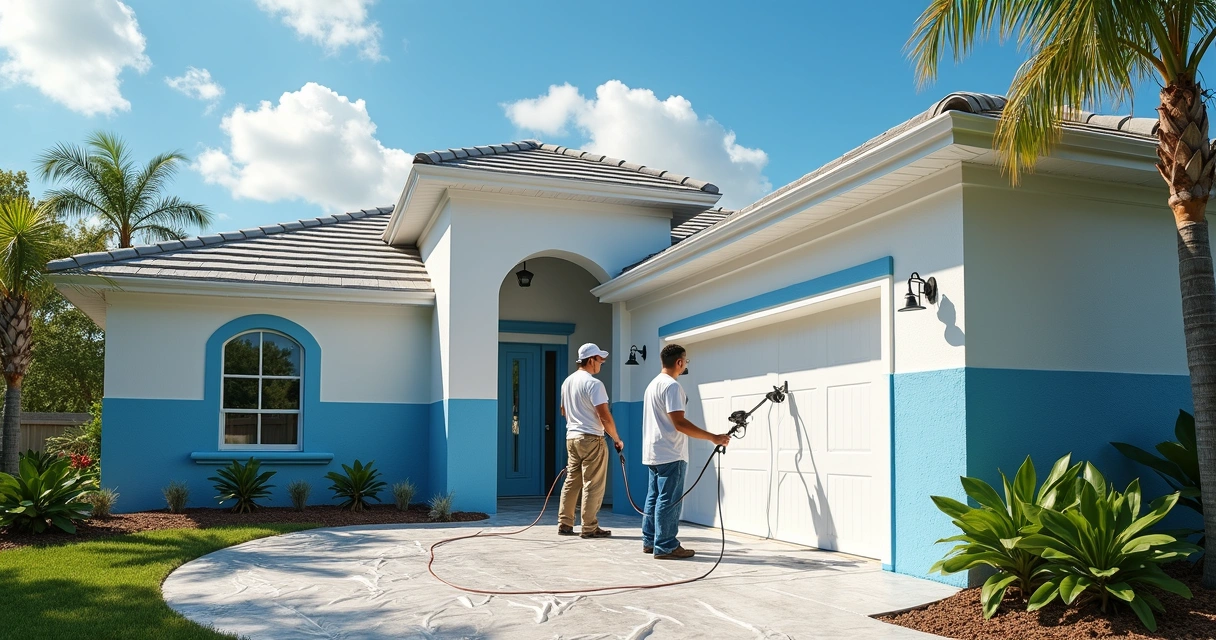 Home exterior prep for painting in Florida. 