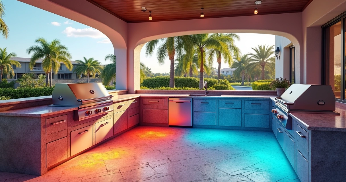 Infrared heat map of outdoor kitchen countertops under Florida sunlight 
